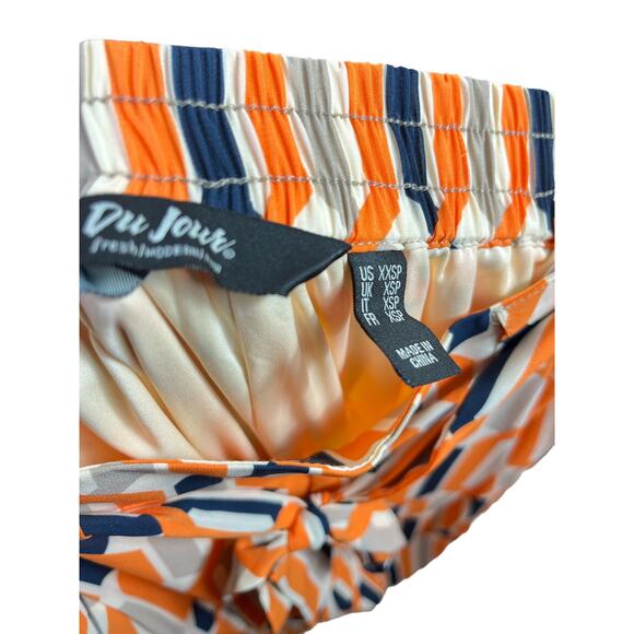 Du Jour QVC Wide Leg Geometric Orange Pants With Tie Waist XXSP - Picture 5 of 6